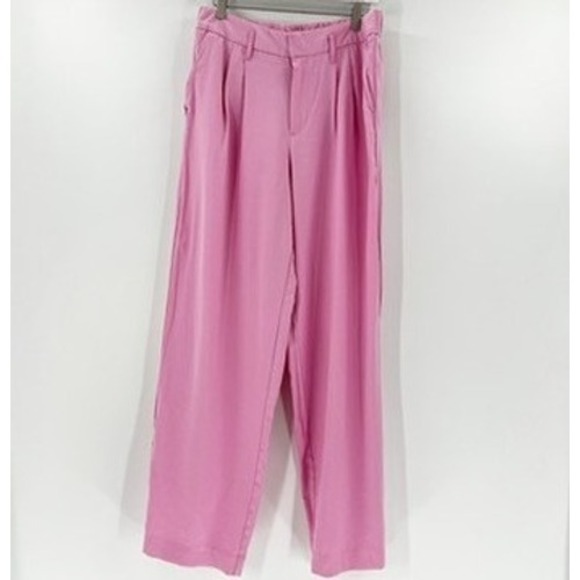 A New Day Women's Size 10 Pink High Rise Wide Leg Pleated Pants - Picture 3 of 6
